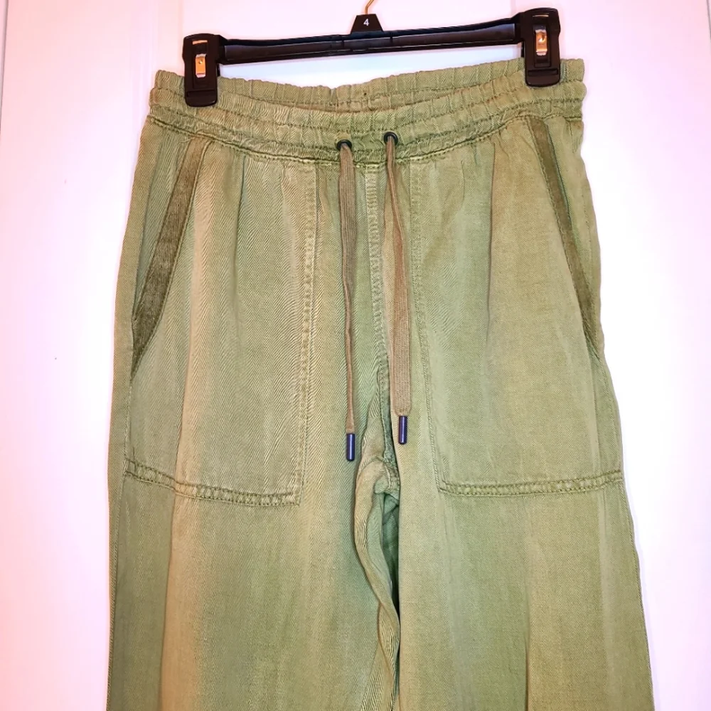 Zara The Charlotte Linen Blend Relaxed Jogger Pants Green Small